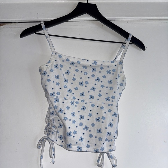 Hollister Tops - Hollister White and Blue Tie Front Crop Shirt